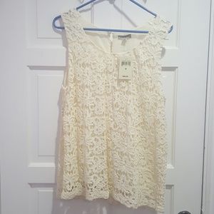 New with Tag Lucky Brand Ivory Lace Sleeveless Top